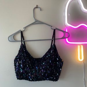 Black sparkly crop top
